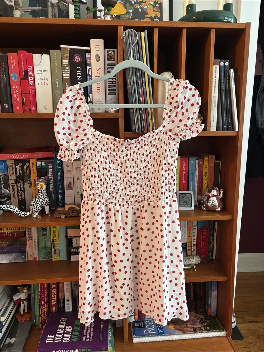 Reformation Cream Midi Dress with Red Polka Dots - Picture 7 of 11
